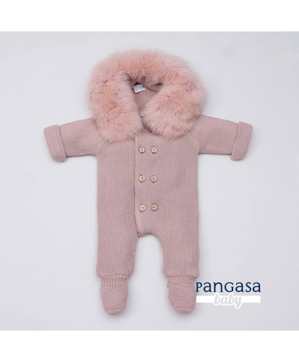 Buzo bebé pelo natural rosa vintage Pangasa-Baby.